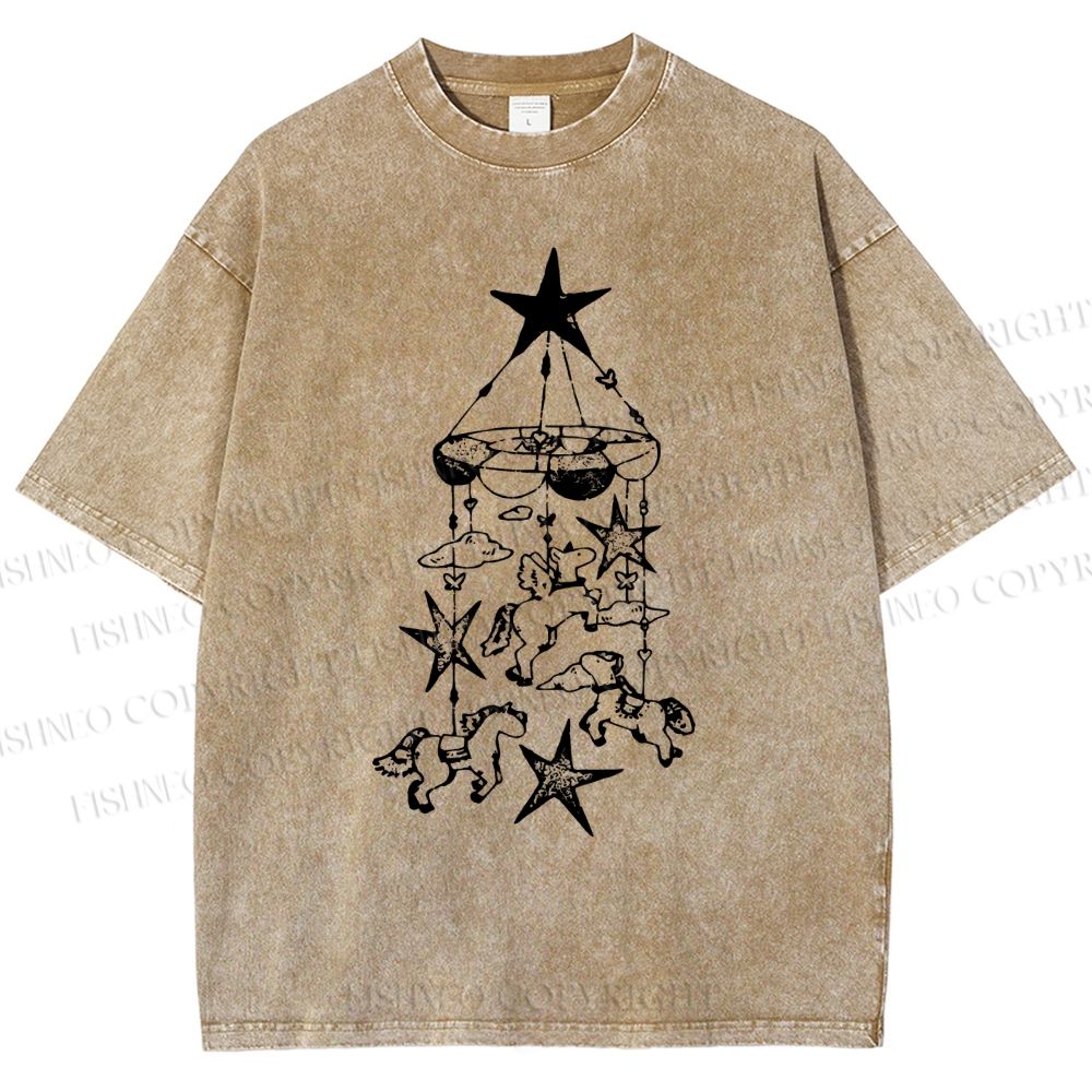 Unisex Star Wind Chimes Printed Washed Tee