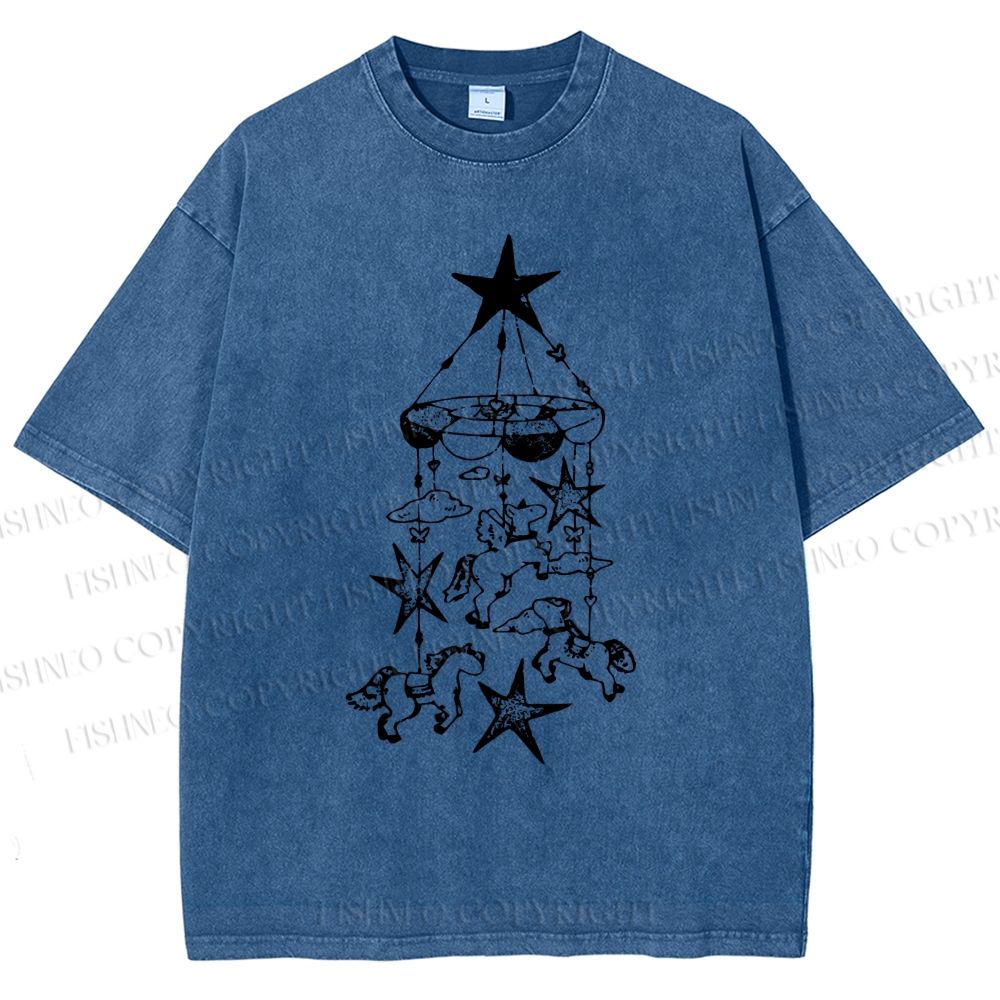 Unisex Star Wind Chimes Printed Washed Tee