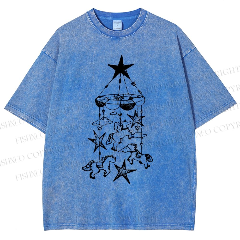 Unisex Star Wind Chimes Printed Washed Tee