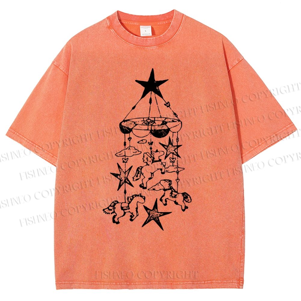 Unisex Star Wind Chimes Printed Washed Tee