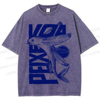 Unisex Funny Fish Printed Washed Tee