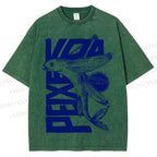 Unisex Funny Fish Printed Washed Tee