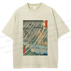 Unisex Japanese Art Printed Washed Tee