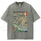 Unisex Japanese Art Printed Washed Tee