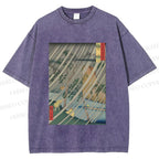 Unisex Japanese Art Printed Washed Tee