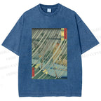 Unisex Japanese Art Printed Washed Tee