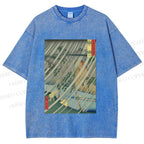 Unisex Japanese Art Printed Washed Tee