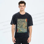 Unisex Japanese Art Printed Washed Tee