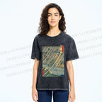 Unisex Japanese Art Printed Washed Tee