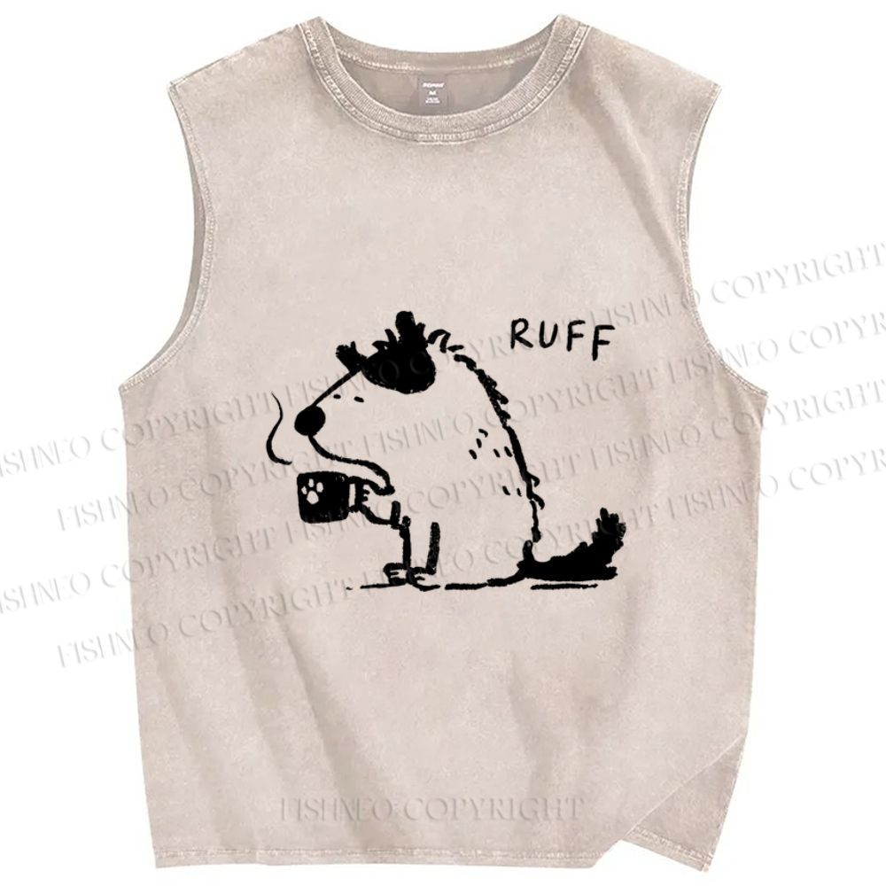 Unisex Dog Ruff Printed Washed Tank Top