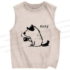 Unisex Dog Ruff Printed Washed Tank Top