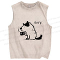 Unisex Dog Ruff Printed Washed Tank Top