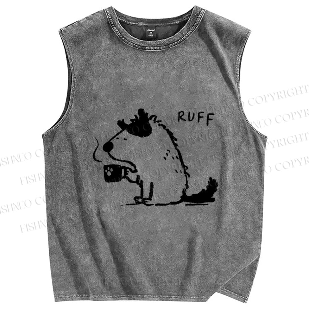 Unisex Dog Ruff Printed Washed Tank Top