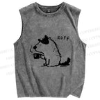 Unisex Dog Ruff Printed Washed Tank Top