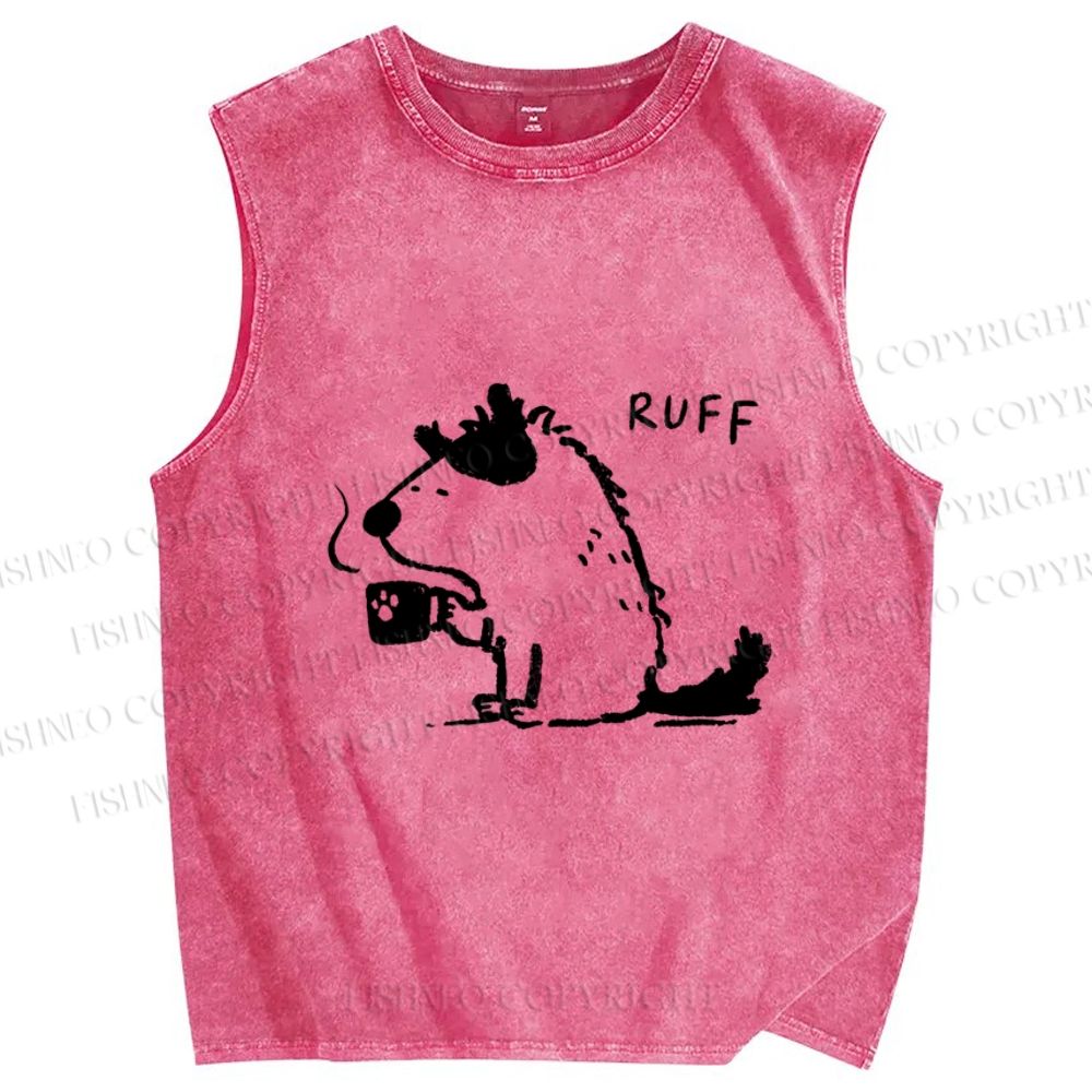 Unisex Dog Ruff Printed Washed Tank Top