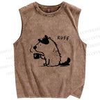 Unisex Dog Ruff Printed Washed Tank Top