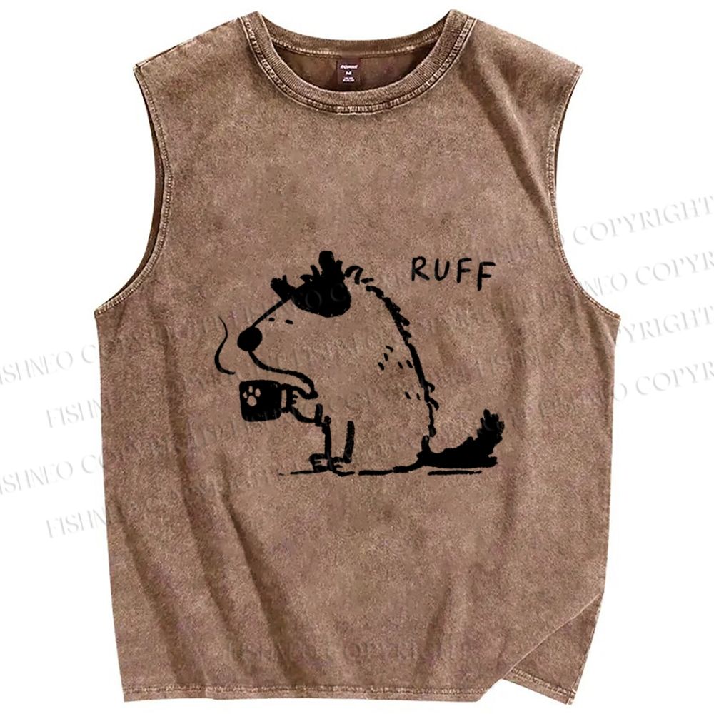 Unisex Dog Ruff Printed Washed Tank Top