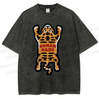 Unisex Tiger Printed Washed Tee