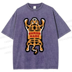 Unisex Tiger Printed Washed Tee