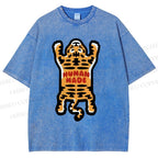 Unisex Tiger Printed Washed Tee