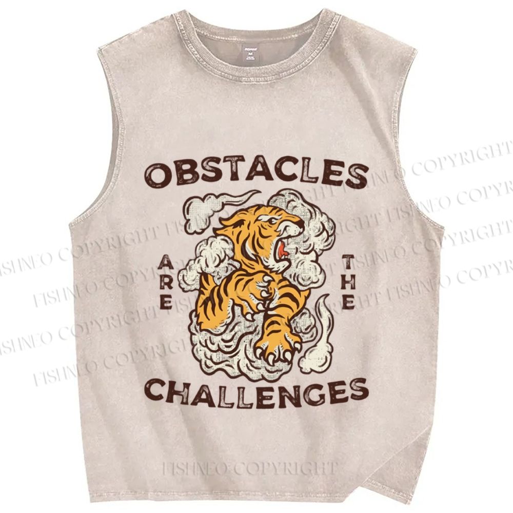 Unisex Vintage Tiger Printed Washed Tank Top