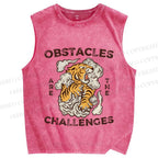 Unisex Vintage Tiger Printed Washed Tank Top