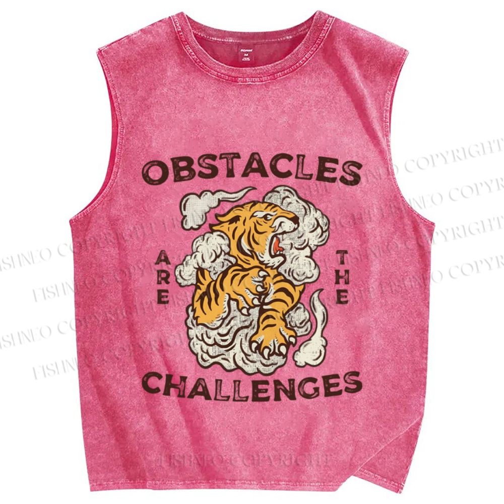 Unisex Vintage Tiger Printed Washed Tank Top