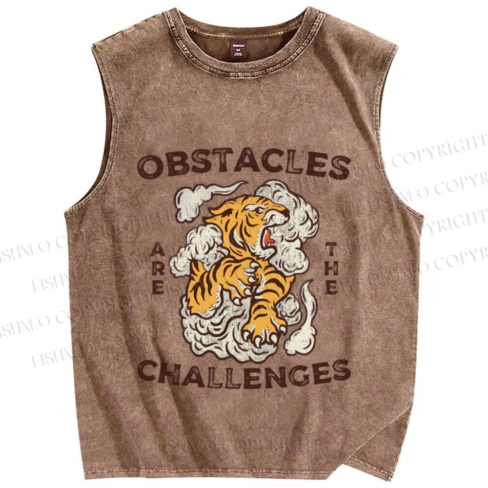 Unisex Vintage Tiger Printed Washed Tank Top