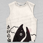 Unisex Vintage Japanese Fish Printed Tank Top