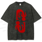 Unisex Artistic Human Body Printed Washed Tee