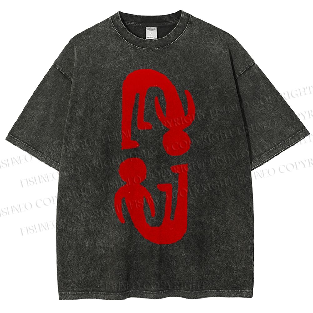 Unisex Artistic Human Body Printed Washed Tee