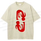 Unisex Artistic Human Body Printed Washed Tee