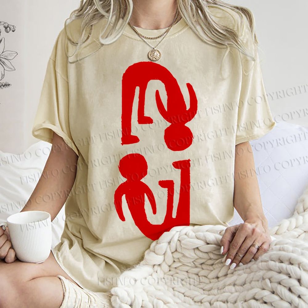 Unisex Artistic Human Body Printed Washed Tee