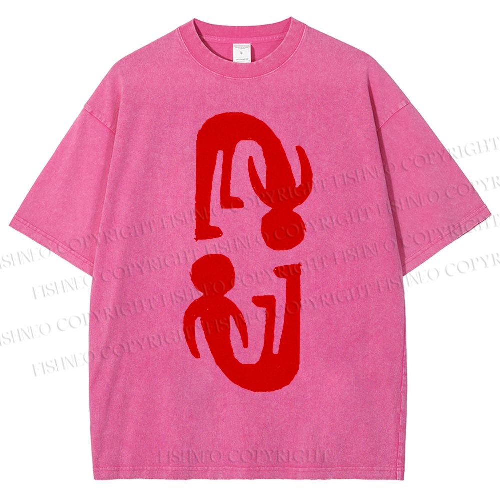 Unisex Artistic Human Body Printed Washed Tee