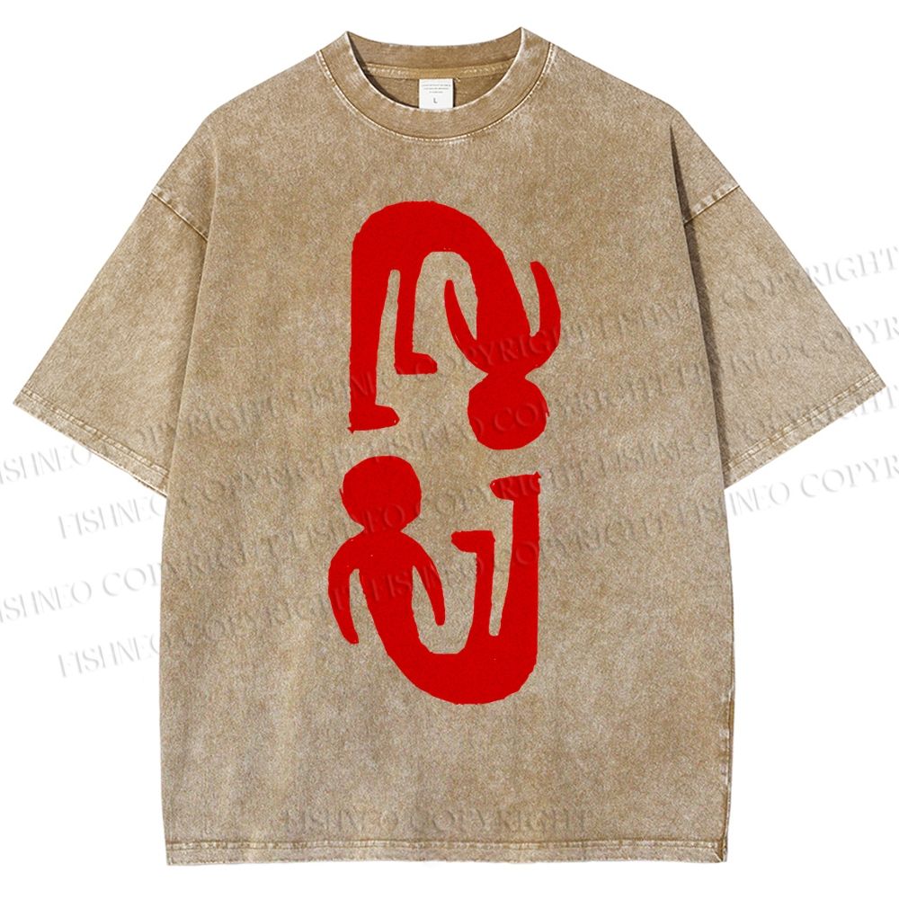 Unisex Artistic Human Body Printed Washed Tee