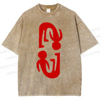 Unisex Artistic Human Body Printed Washed Tee