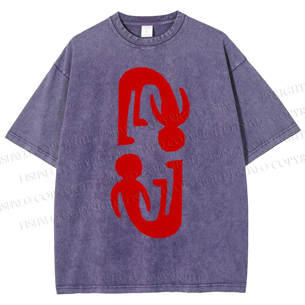 Unisex Artistic Human Body Printed Washed Tee