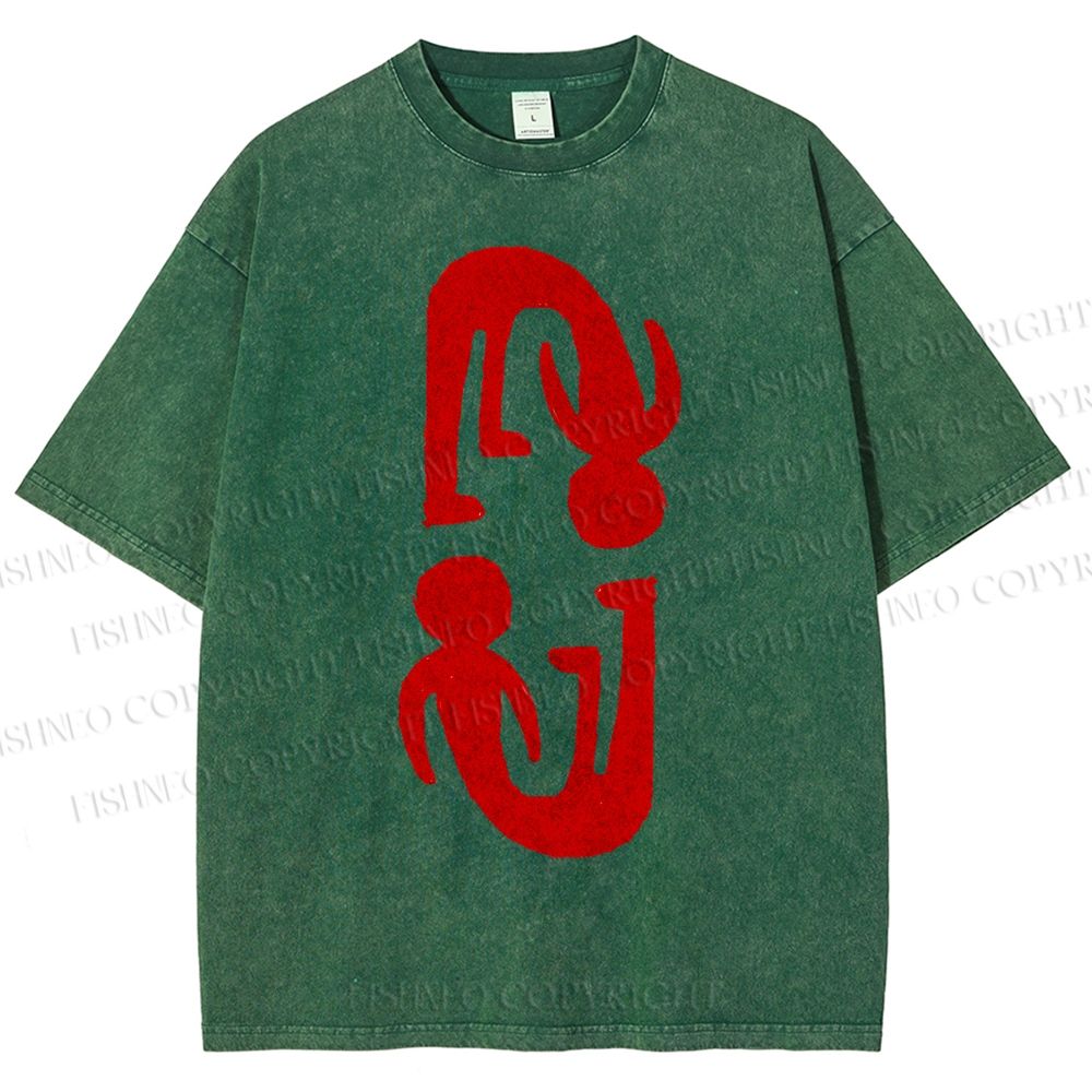 Unisex Artistic Human Body Printed Washed Tee