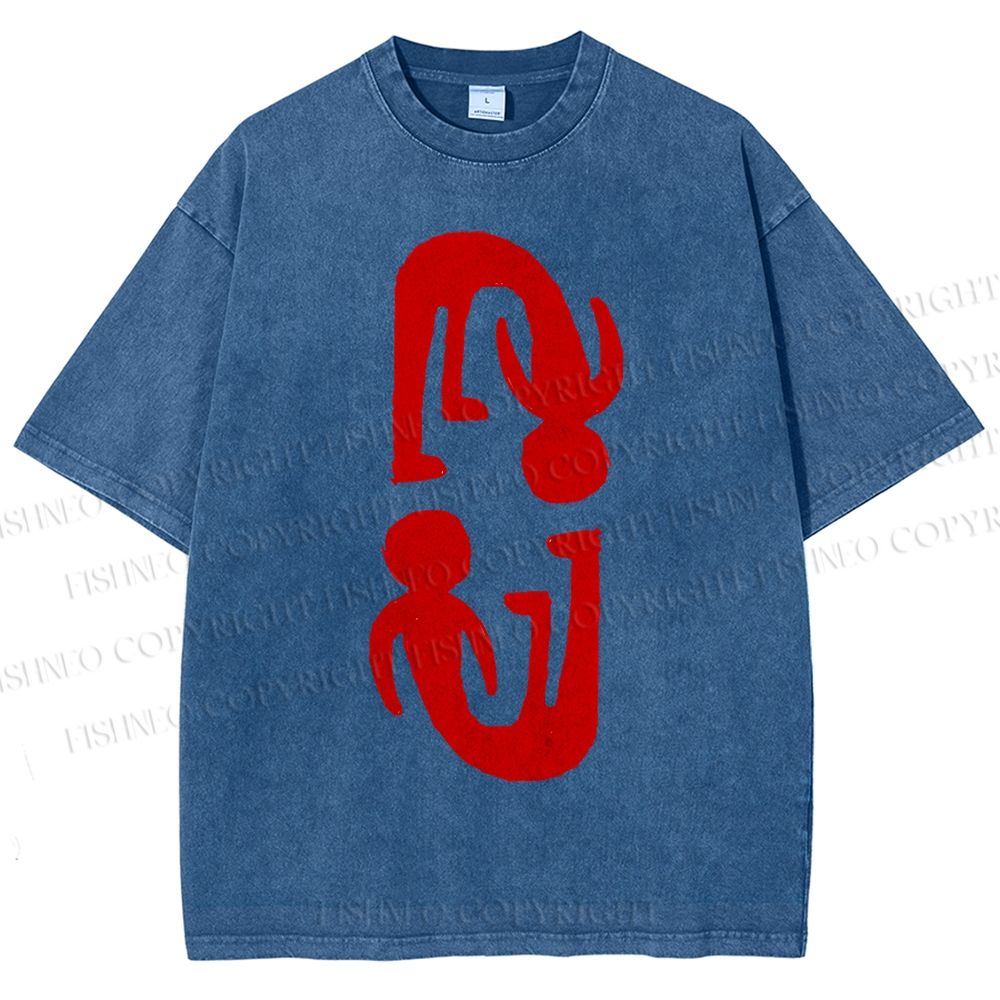 Unisex Artistic Human Body Printed Washed Tee