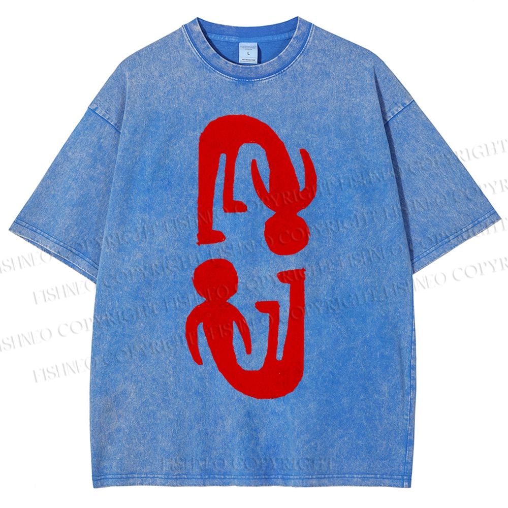 Unisex Artistic Human Body Printed Washed Tee