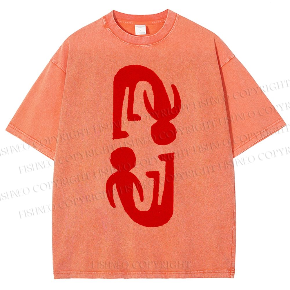 Unisex Artistic Human Body Printed Washed Tee