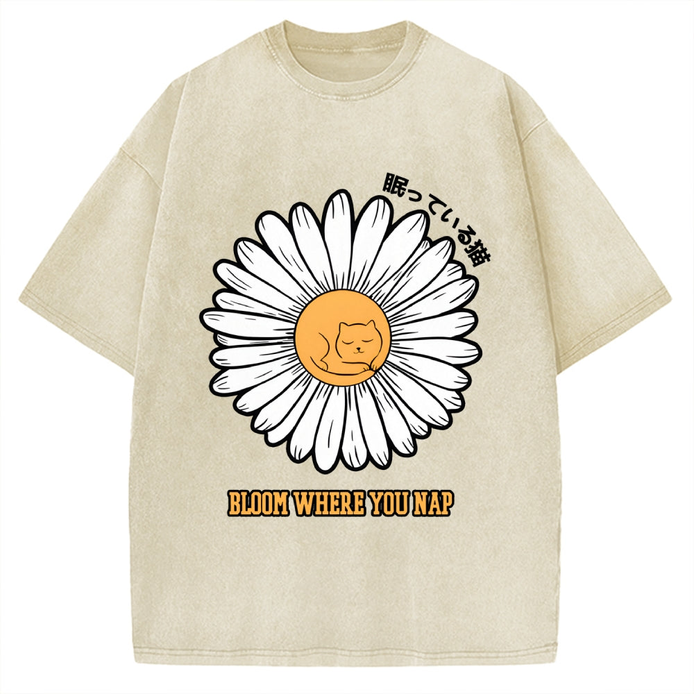 Daisy Cat Vintage Washed T-shirt