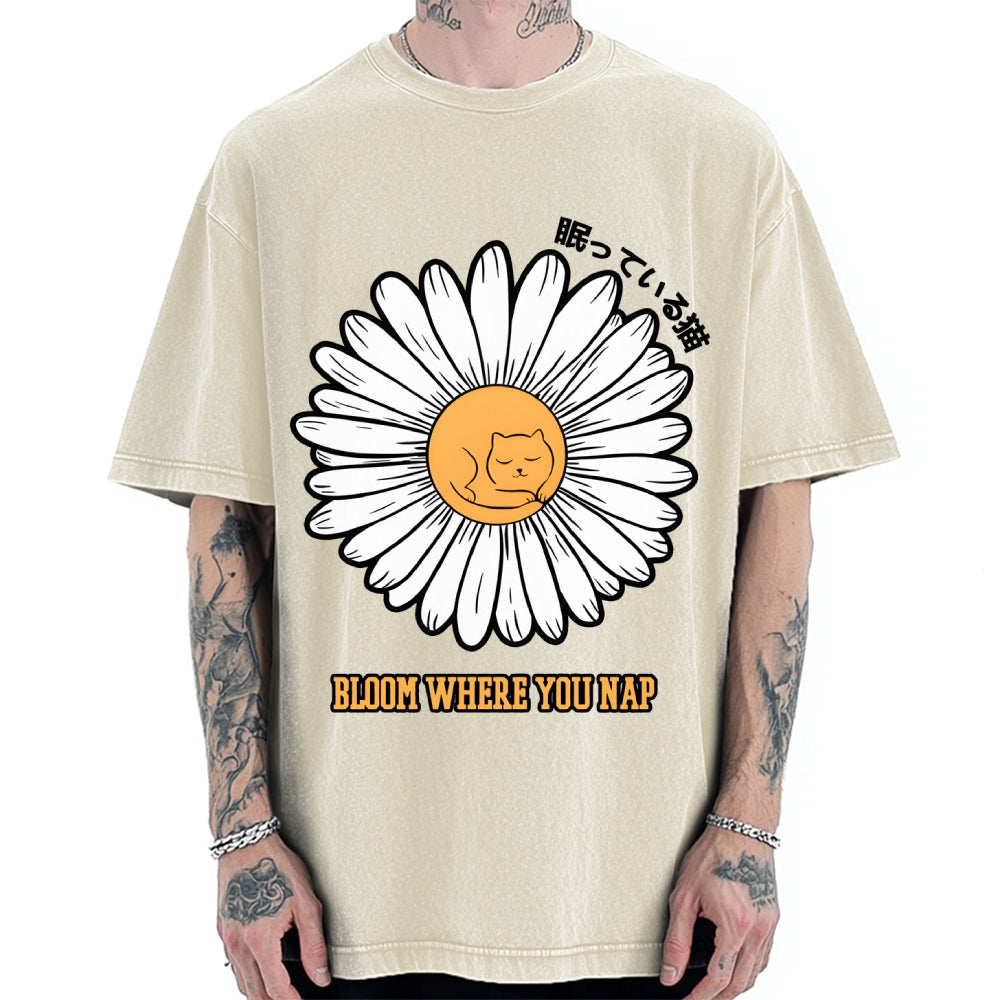 Daisy Cat Vintage Washed T-shirt