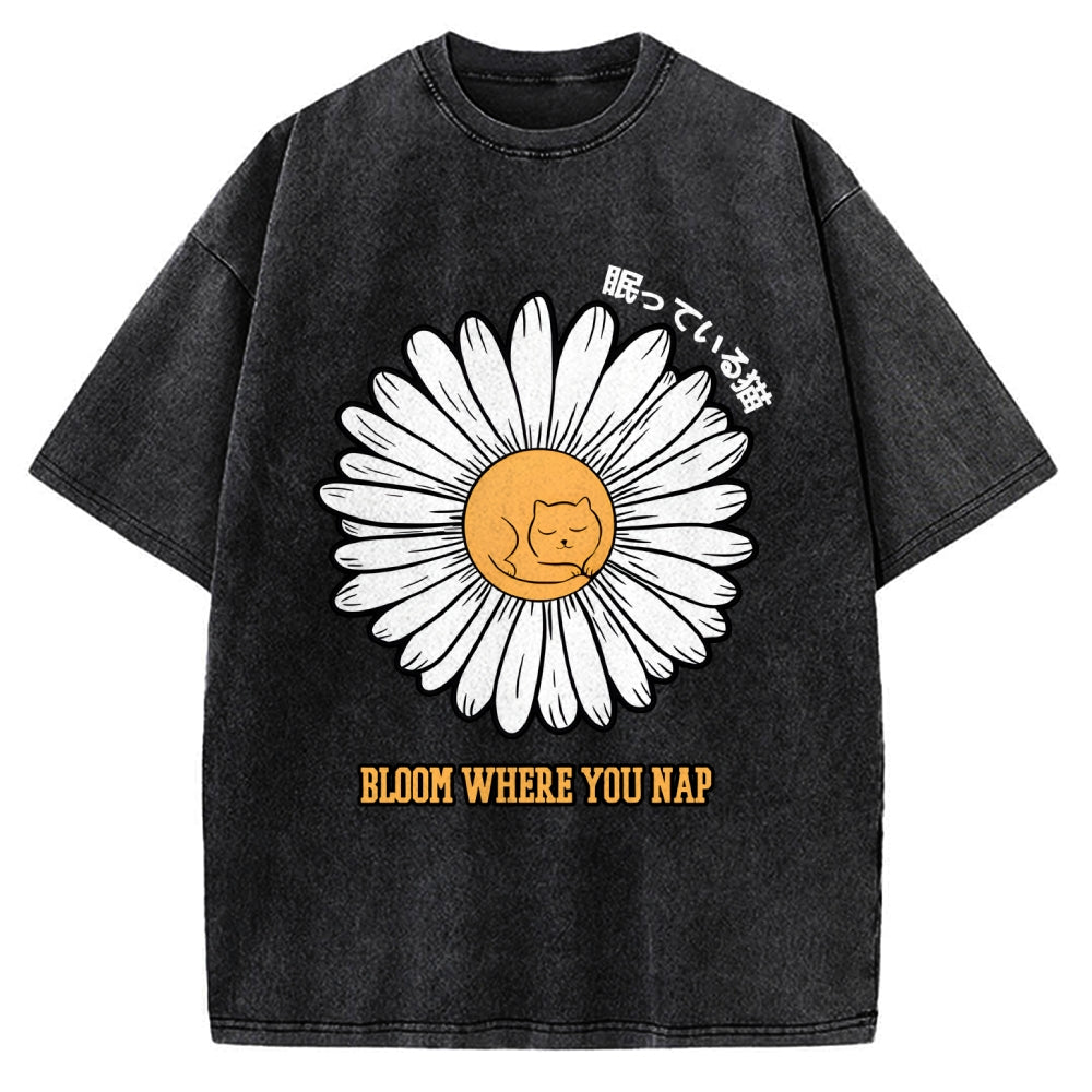 Daisy Cat Vintage Washed T-shirt