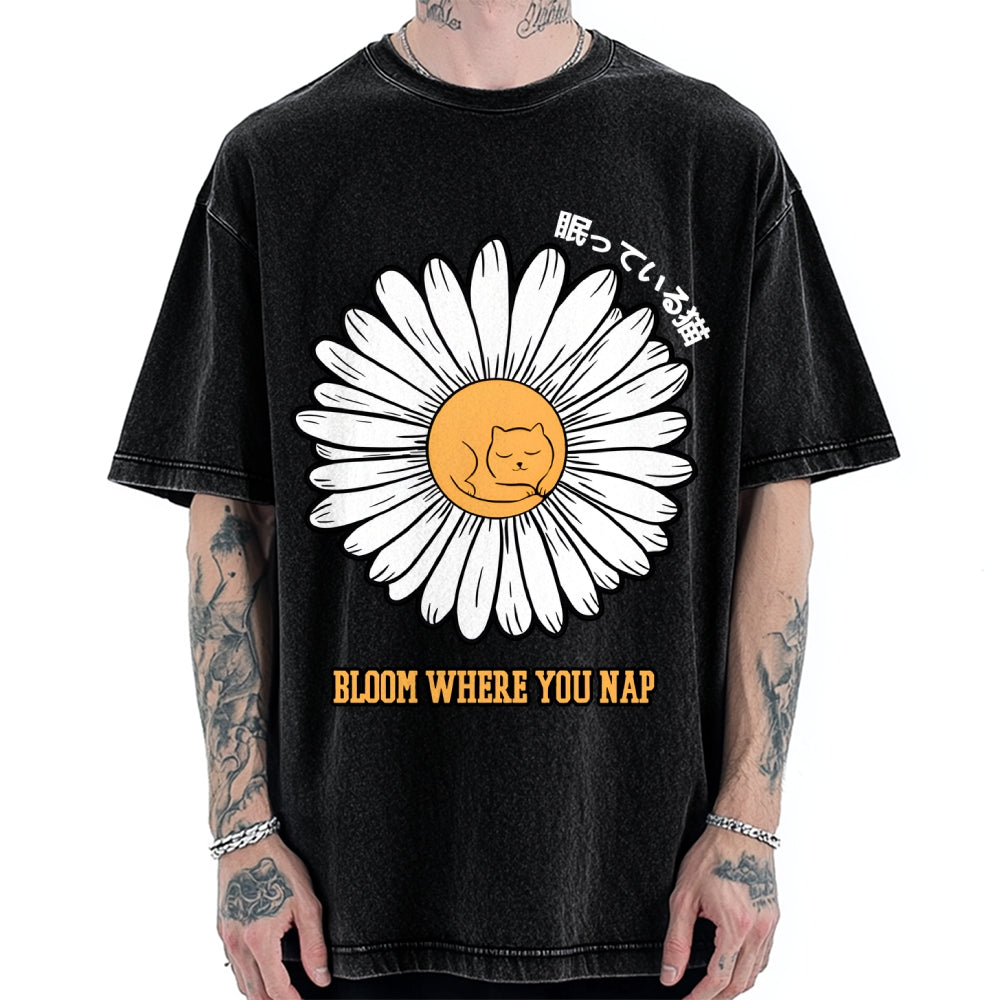 Daisy Cat Vintage Washed T-shirt