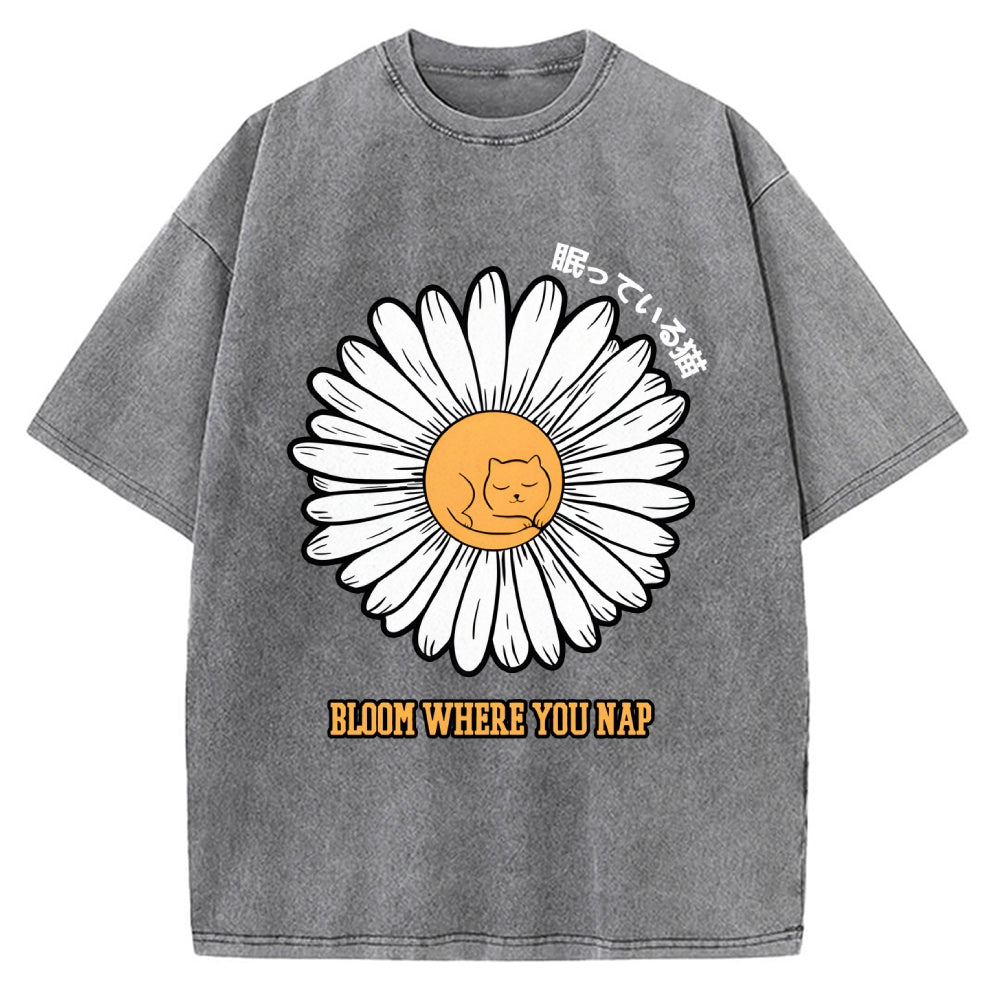Daisy Cat Vintage Washed T-shirt