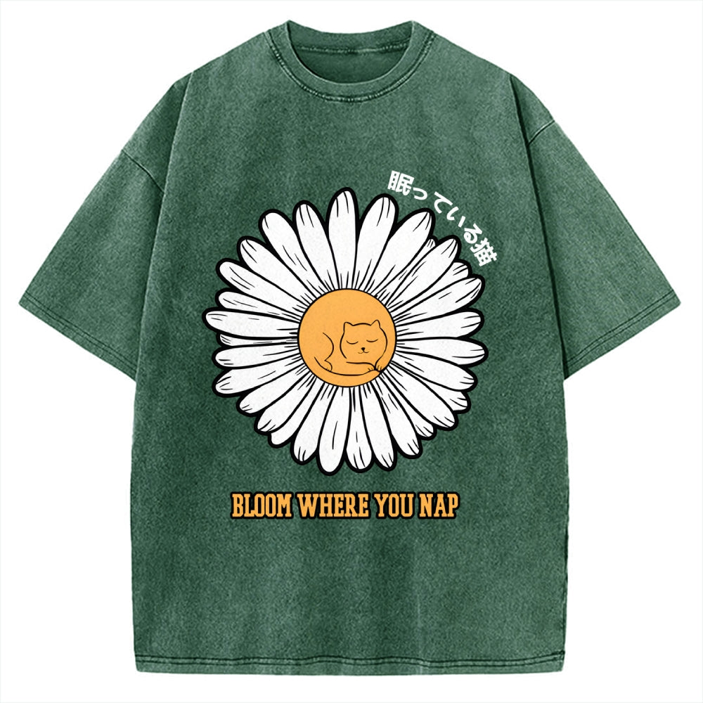 Daisy Cat Vintage Washed T-shirt
