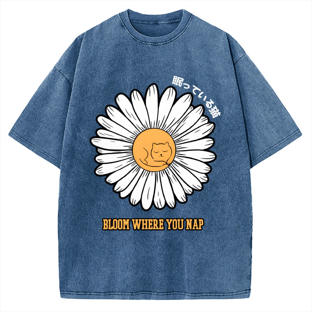 Daisy Cat Vintage Washed T-shirt