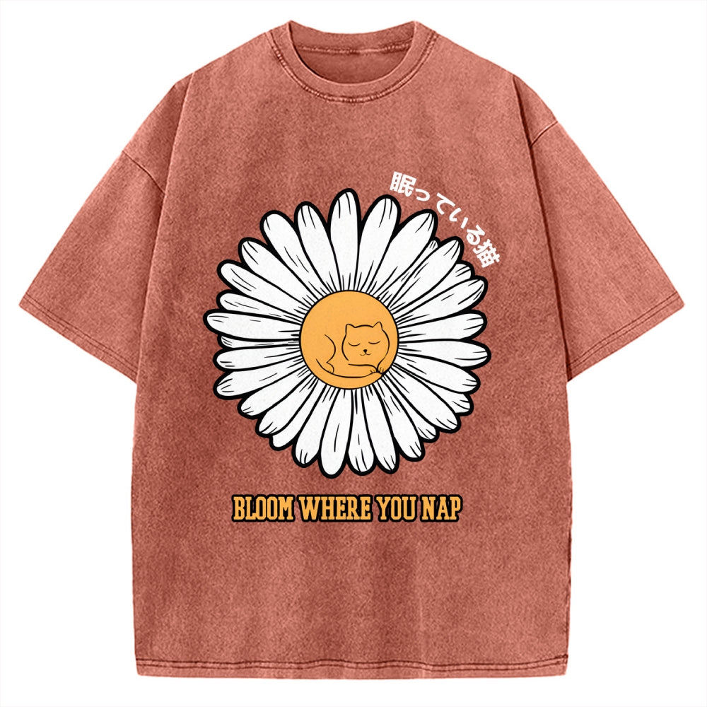 Daisy Cat Vintage Washed T-shirt