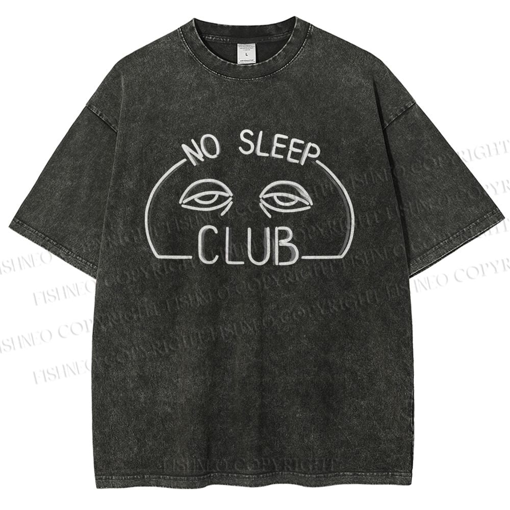 Unisex No Sleep Club Printed Washed Tee